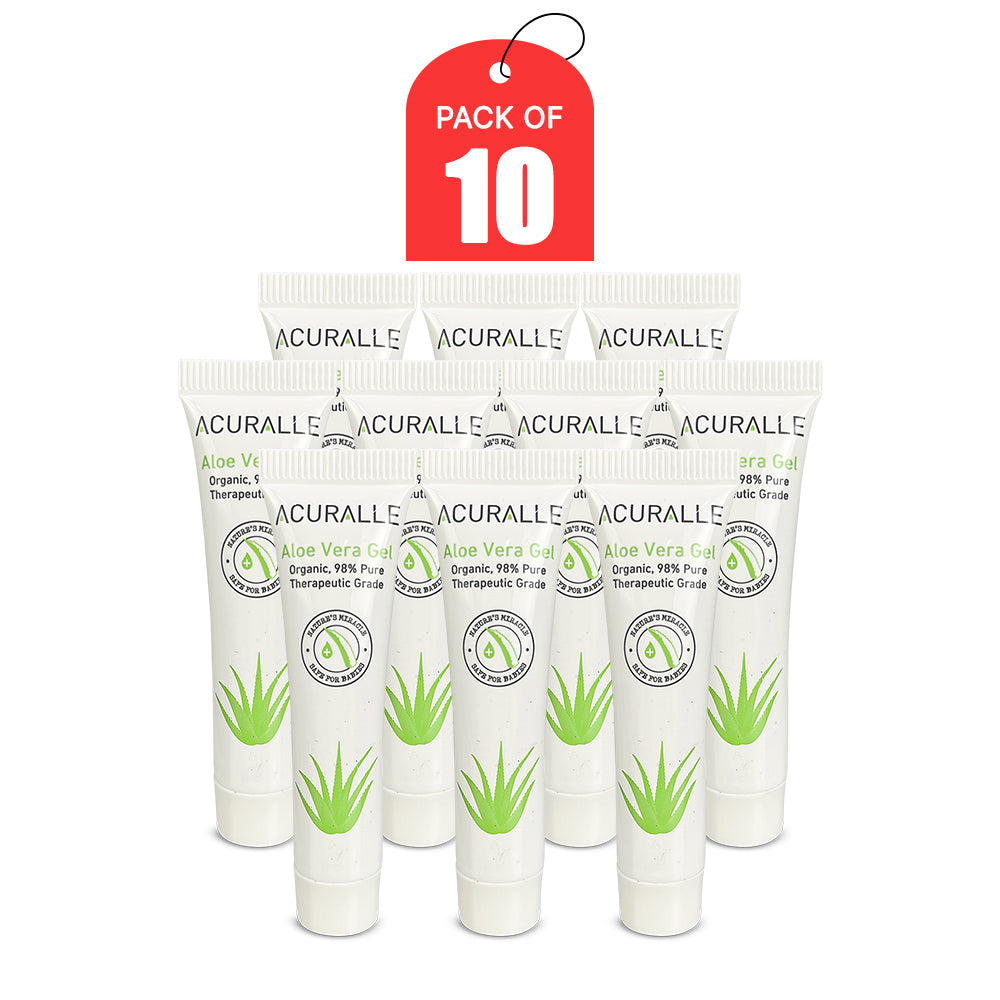 (Bundle of 10) Acuralle Organic Pure Aloe Vera Gel 10 ml (Paraben-Free, Phthalate-Free and Fragrance-Free)