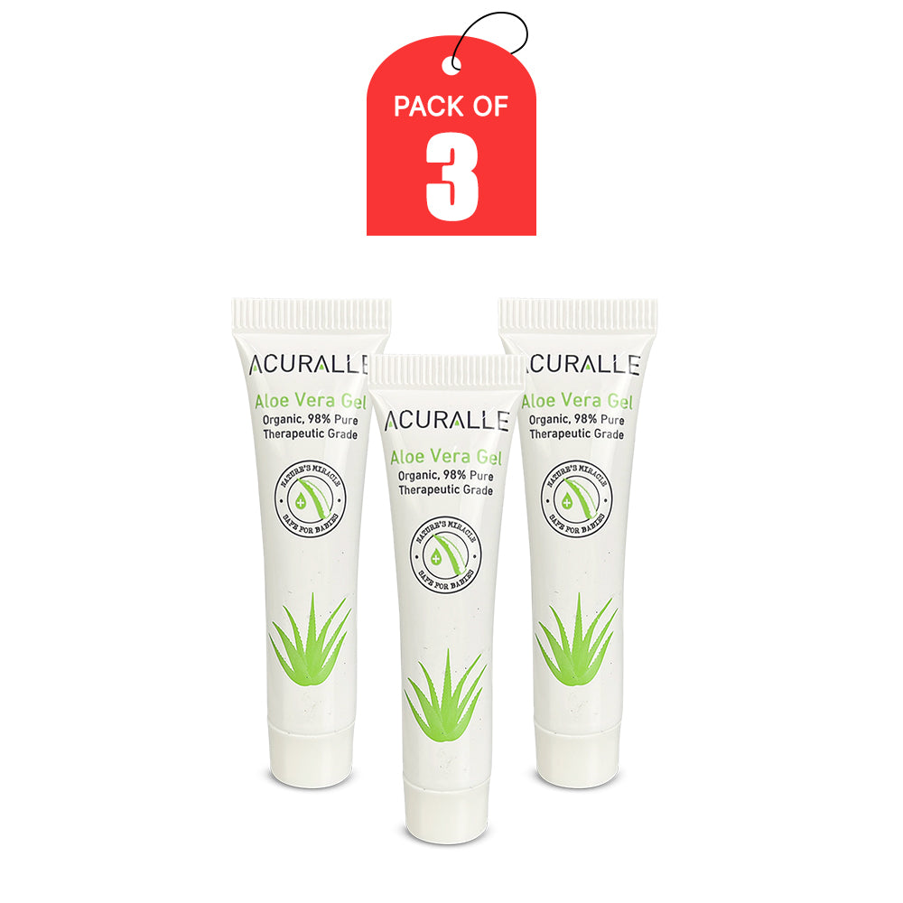 (Bundle of 3) Acuralle Organic Pure Aloe Vera Gel 10 ml (Paraben-Free, Phthalate-Free and Fragrance-Free)