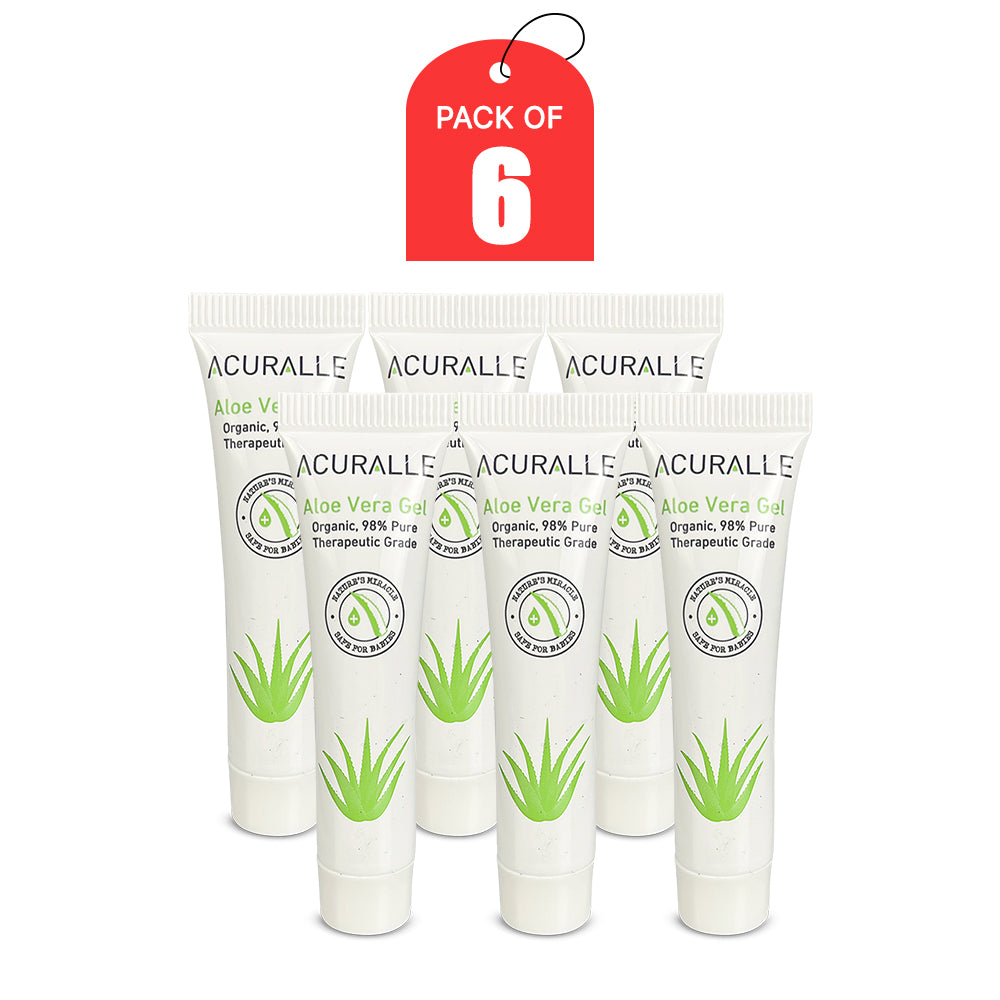 (Bundle of 6) Acuralle Organic Pure Aloe Vera Gel 10 ml (Paraben-Free, Phthalate-Free and Fragrance-Free)