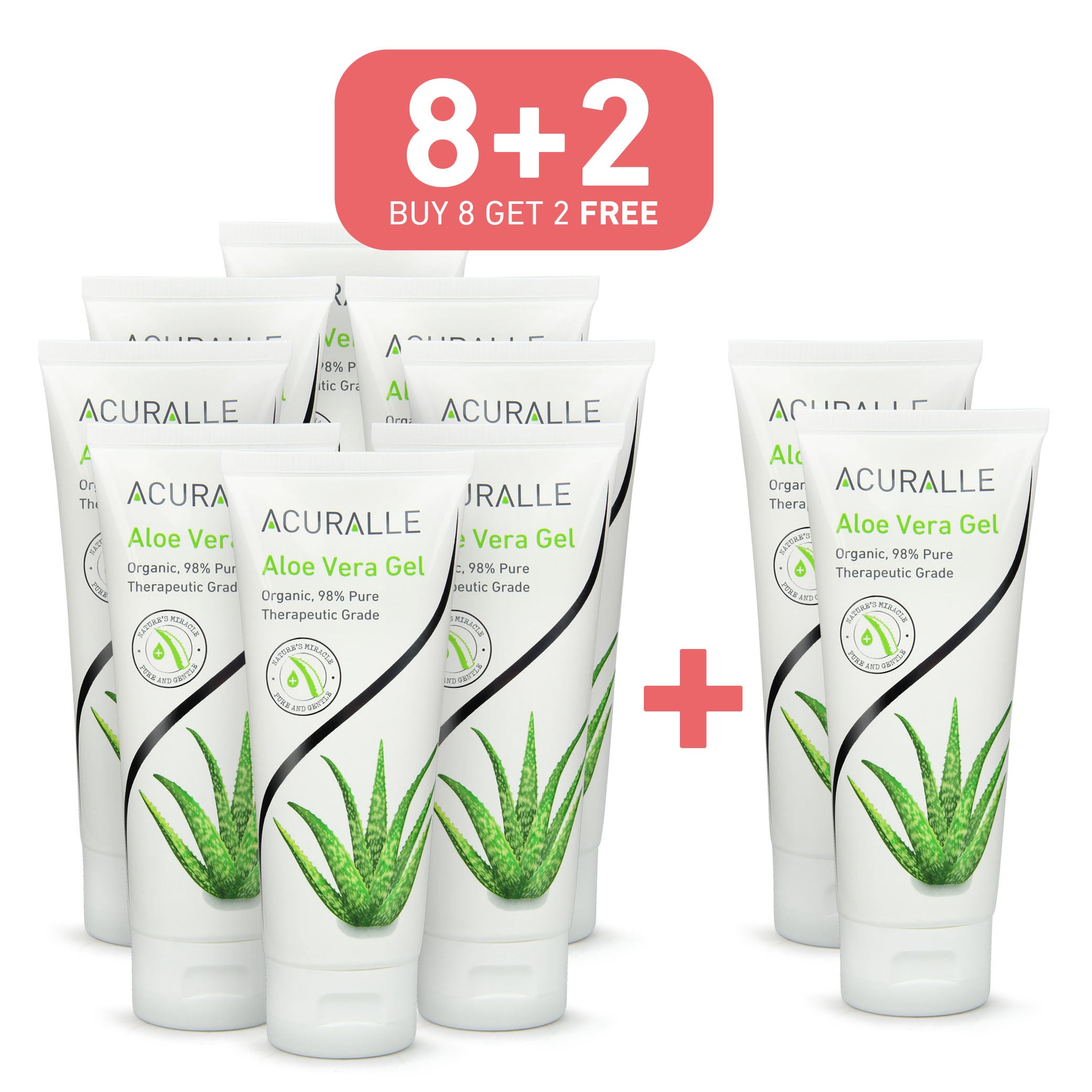 Acuralle Organic Pure Aloe Vera Gel 100ml For All Skin Type Oily Dry Normal, Best in Singapore, 8 Free 2 Sale